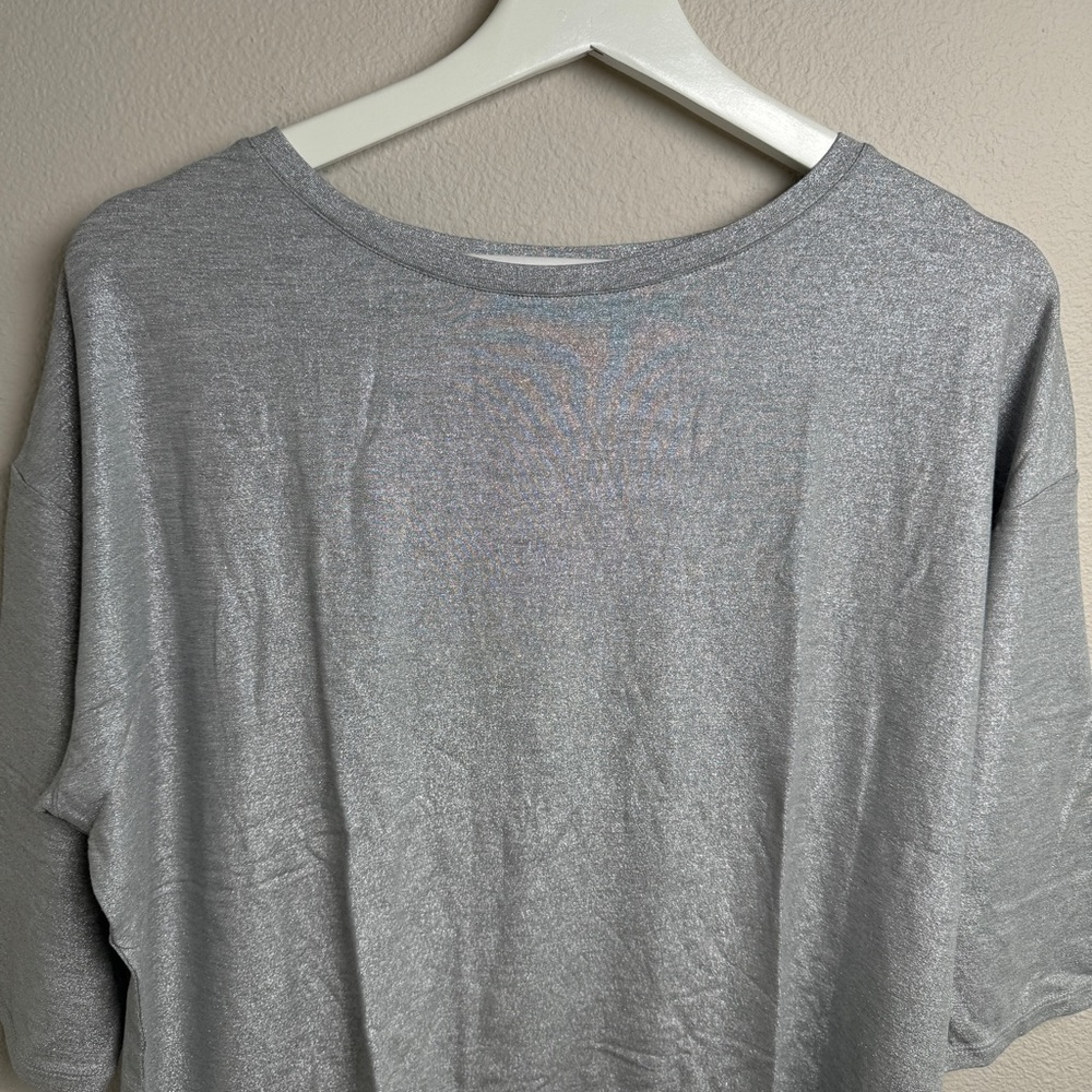 Majestic Filatures Metal Grey Metallic Elbow‎ Length Viscose T Shirt NEW - Picture 2 of 10